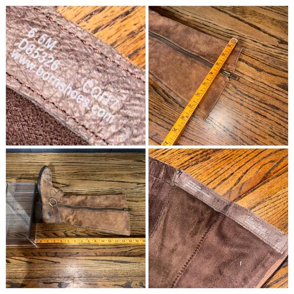 Born Women’s 6.5 Brown Distressed Suede Tall Riding Boots Western Harness Zip - Picture 8 of 8